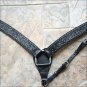 F8BK HILASON WESTERN LEATHER HORSE BREAST COLLAR BLACK HAND CARVED