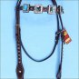 HILASON WESTERN LEATHER HORSE HEADSTALL BRIDLE BROWN BLUE BLING CONCHO