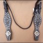 WESTERN LEATHER HORSE BRIDLE HEADSTALL BREAST COLLAR BLACK RUSTIC VINTAGE