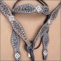WESTERN LEATHER HORSE BRIDLE HEADSTALL BREAST COLLAR BLACK RUSTIC VINTAGE