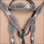 WESTERN LEATHER HORSE BRIDLE HEADSTALL BREAST COLLAR BLACK RUSTIC VINTAGE