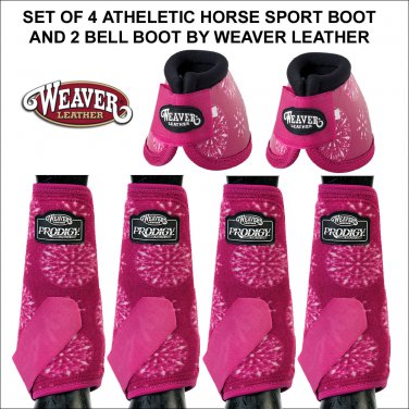SMALL RASPBERRY MEDALLION HORSE FRONT REAR LEG NO TURN BELL BOOTS WEAVER