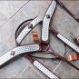 HILASON WESERN LEATHER HORSE HEADSTALL BREAST COLLAR BROWN WHITE HAIR ON