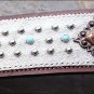 HILASON WESERN LEATHER HORSE HEADSTALL BREAST COLLAR BROWN WHITE HAIR ON