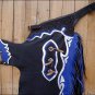 F54 HILASON BULL RIDING SMOOTH LEATHER PRO RODEO WESTERN CHAPS BLACK BLUE WHITE