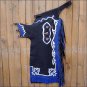 F54 HILASON BULL RIDING SMOOTH LEATHER PRO RODEO WESTERN CHAPS BLACK BLUE WHITE