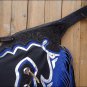 F54 HILASON BULL RIDING SMOOTH LEATHER PRO RODEO WESTERN CHAPS BLACK BLUE WHITE