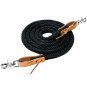 3/8" X 8' WEAVER LEATHER ENDS POLY ROPER REIN W/ SCISSOR SNAP BLACK