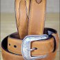 BROWN MEN'S WESTERN BASIC LEATHER BELT REMOVABLE BUCKLE