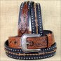 42 X 1 1/2" 3D BROWN BLACK MENS WESTERN FASHION LEATHER BELT REMOVABLE BUCKLE