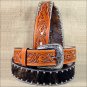 34 x 1 1/2" 3D NATURAL MENS FLORAL WESTERN FASHION LEATHER HAIR ON BELT