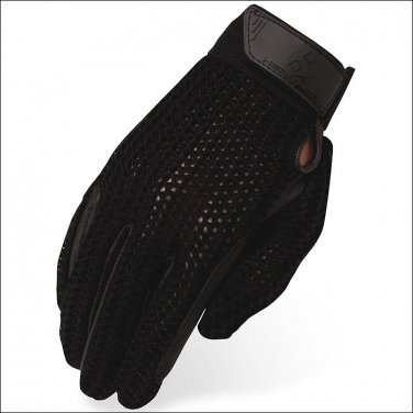 8 SIZE HERITAGE CROCHET RIDING GLOVES HORSE EQUESTRIAN BLACK