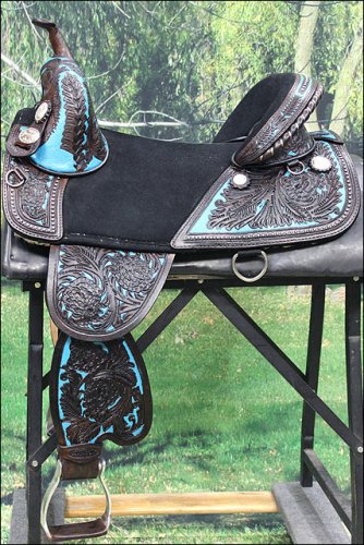 TW101DBTQ-F HILASON BROWN TREELESS WESTERN TRAIL BARREL RACING SADDLE 14"