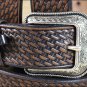 42 X 1 1/2" 3D DARK BROWN MENS WESTERN FASHION LEATHER BELT REMOVABLE BUCKLE