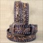 32x1 1/2" 3D NATURAL FLORAL MENS WESTERN FASHION LEATHER BELT REMOVABLE BUCKLE