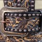 32x1 1/2" 3D NATURAL FLORAL MENS WESTERN FASHION LEATHER BELT REMOVABLE BUCKLE