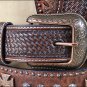 44 X 1 1/2" 3D CHOCOLATE BROWN MENS WESTERN FASHION CROSS CONCHO LEATHER BELT