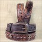 44 X 1 1/2" 3D CHOCOLATE BROWN MENS WESTERN FASHION CROSS CONCHO LEATHER BELT