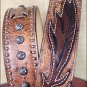 44 X 1 1/2" 3D CHOCOLATE BROWN MENS WESTERN FASHION CROSS CONCHO LEATHER BELT