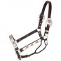 TOUGH 1 HORSE ROYAL KING GOLD & BLACK LEATHER SILVER SHOW HALTERDARK OIL