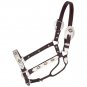 TOUGH 1 HORSE ROYAL KING GOLD & BLACK LEATHER SILVER SHOW HALTERDARK OIL