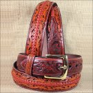 38 X1 1/2" 3D BROWN FLORAL MENS WESTERN FASHION LEATHER BELT REMOVABLE BUCKLE