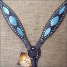 S528 NEW HILASON WESTERN HORSE BREAST COLLAR W/ TURQUOISE LEATHER INLAY