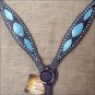 S528 NEW HILASON WESTERN HORSE BREAST COLLAR W/ TURQUOISE LEATHER INLAY