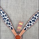 S586 HILASON WESTERN LEATHER HORSE BREAST COLLAR BLACK & WHITE GIRAFFE PRINT