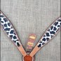 S586 HILASON WESTERN LEATHER HORSE BREAST COLLAR BLACK & WHITE GIRAFFE PRINT