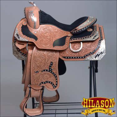 BH099-F HILASON WESTERN LEATHER EQUITATION HORSE SHOW TRAIL PLEASURE SADDLE 16"