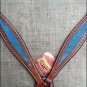 S- HILASON WESTERN LEATHER HORSE BREAST COLLAR MAHOGANY METALLIC TURQUOISE INLAY
