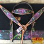 HILASON WESTERN LEATHER HORSE HEADSTALL BREAST COLLAR BLANKET SPLATTER PAINTED