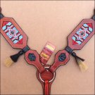 HILASON WESTERN LEATHER BREAST COLLAR MAHOGANY BEADED INLAY HAIR TASSEL