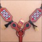 HILASON WESTERN LEATHER BREAST COLLAR MAHOGANY BEADED INLAY HAIR TASSEL