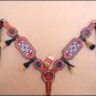 HILASON WESTERN LEATHER BREAST COLLAR MAHOGANY BEADED INLAY HAIR TASSEL