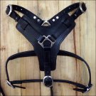 HILASON BLACK PADDED GENUINE LEATHER DOG HARNESS & MATCHING LEASH W/ ALL SIZES