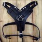 HILASON BLACK PADDED GENUINE LEATHER DOG HARNESS & MATCHING LEASH W/ ALL SIZES