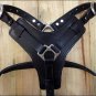 HILASON BLACK PADDED GENUINE LEATHER DOG HARNESS & MATCHING LEASH W/ ALL SIZES