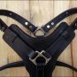 HILASON BLACK PADDED GENUINE LEATHER DOG HARNESS & MATCHING LEASH W/ ALL SIZES