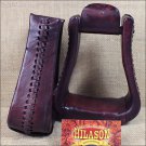 DARK OIL TOUGH1 ROYAL KING OVERSIZED WESTERN LEATHER STIRRUPS 3 NECK 3 TREAD