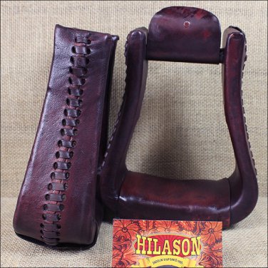 DARK OIL TOUGH1 ROYAL KING OVERSIZED WESTERN LEATHER STIRRUPS 3 NECK 3 TREAD