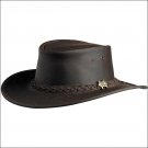 LARGE CONNER HANDMADE BC HATS BUSH WALKER OILY AUSTRALIAN LEATHER HAT BROWN