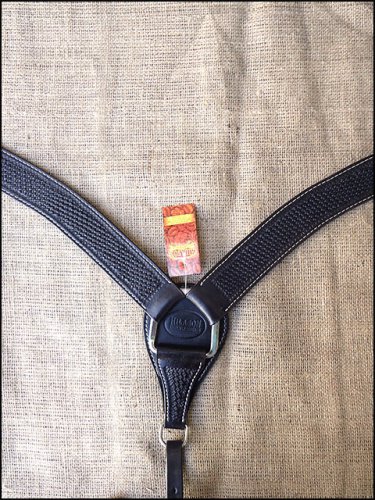 HILASON WESTERN BASKET WEAVE LEATHER HORSE BREAST COLLAR BLACK