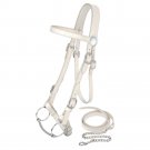 TOUGH 1 KING SERIES DRAFT HORSE ADJUSTABLE STITCHED SHOW BRIDLE WHITE
