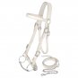 TOUGH 1 KING SERIES DRAFT HORSE ADJUSTABLE STITCHED SHOW BRIDLE WHITE