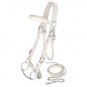 TOUGH 1 KING SERIES DRAFT HORSE ADJUSTABLE STITCHED SHOW BRIDLE WHITE