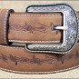 36x1 1/2" 3D BROWN MENS WESTERN FASHION LEATHER BELT REMOVABLE BUCKLE