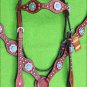 HILASON WESTERN LEATHER HORSE HEADSTALL BREAST COLLAR MAHOGANY TURQUOISE CONCHO