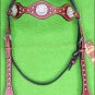 HILASON WESTERN MAHOGANY LEATHER HORSE TACK BRIDLE HEADSTALL W/ CONCHO